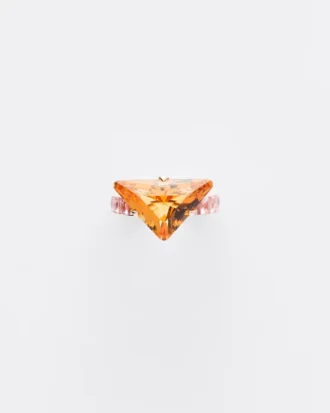 Anillo solitario Couleur Vivante – Oro rosa con citrino y morganita