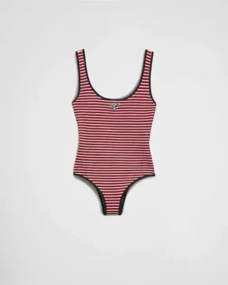 Bañador de una pieza de jersey interlock a rayas