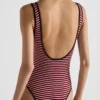 Bañador de una pieza de jersey interlock a rayas Bañador de una pieza de jersey interlock a rayas