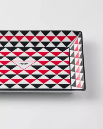 Bandeja rectangular grande de porcelana – Triángulos