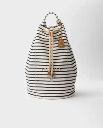 Bolsa de lona a rayas con cordón