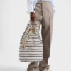 Bolsa de lona a rayas con cordón Bolsa de lona a rayas con cordón