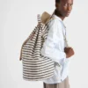 Bolsa de lona a rayas con cordón Bolsa de lona a rayas con cordón