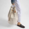 Bolsa de viaje con cordón de mezcla de lino