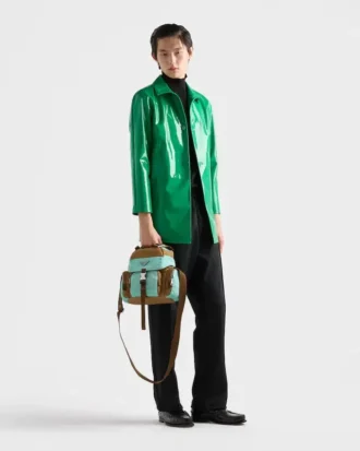 Bolso bandolera de Re-Nylon envejecido y piel