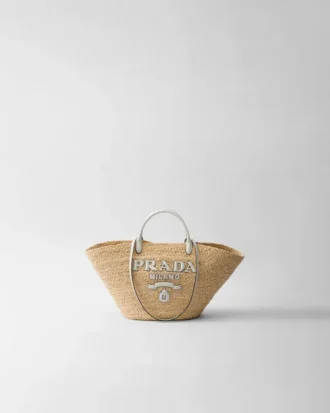 Bolso de compras grande de rafia y piel