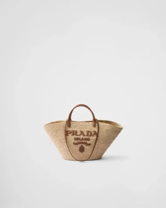 Bolso de compras grande de rafia y piel