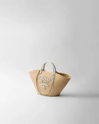 Bolso de compras grande de rafia y piel