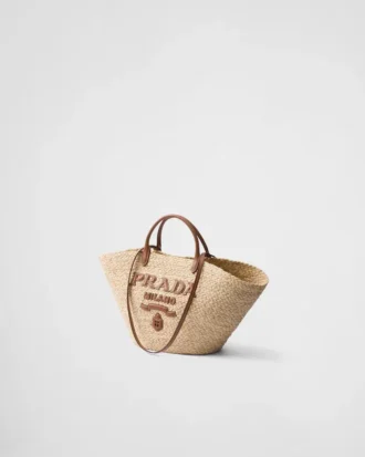 Bolso de compras grande de rafia y piel
