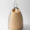 Bolso de compras grande de rafia y piel Bolso de compras grande de rafia y piel