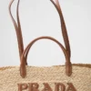 Bolso de compras grande de rafia y piel Bolso de compras grande de rafia y piel