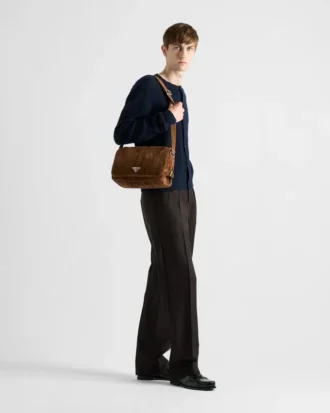 Bolso de hombro de ante