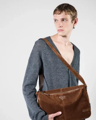 Bolso de hombro de ante
