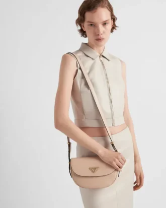 Bolso de hombro de piel Prada Arqua con solapa