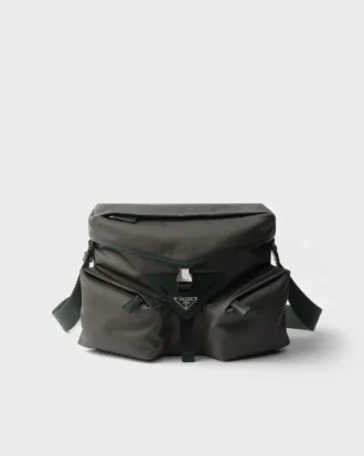 Bolso de hombro de Re-Nylon y piel