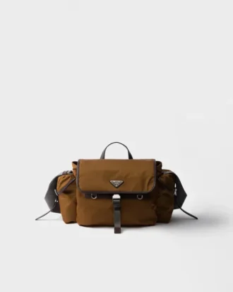 Bolso de hombro de Re-Nylon y piel