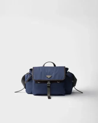 Bolso de hombro de Re-Nylon y piel