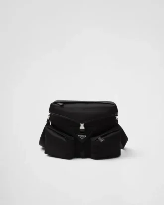 Bolso de hombro de Re-Nylon y piel