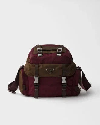 Bolso de hombro de Re-Nylon y piel