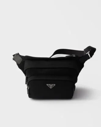 Bolso de hombro de Re-Nylon y piel