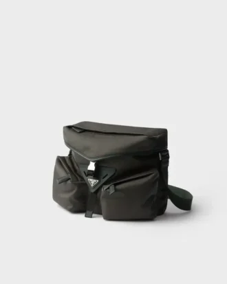 Bolso de hombro de Re-Nylon y piel
