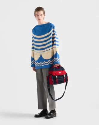 Bolso de hombro de Re-Nylon y piel
