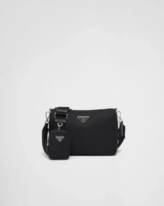 Bolso de hombro de Re-Nylon y piel Saffiano Bolso de hombro de Re-Nylon y piel Saffiano
