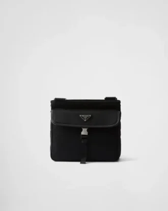Bolso de hombro de Re-Nylon y piel Saffiano Bolso de hombro de Re-Nylon y piel Saffiano