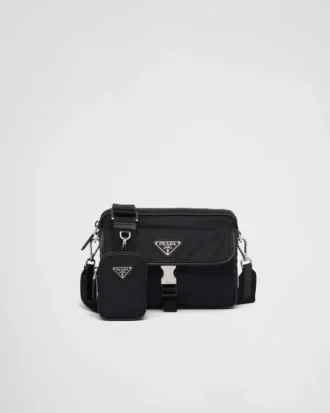Bolso de hombro de Re-Nylon y piel Saffiano Bolso de hombro de Re-Nylon y piel Saffiano