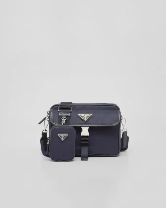 Bolso de hombro de Re-Nylon y piel Saffiano Bolso de hombro de Re-Nylon y piel Saffiano