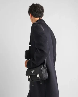 Bolso de hombro de Re-Nylon y piel Saffiano