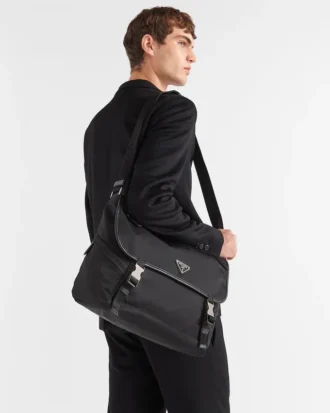 Bolso de hombro de Re-Nylon y piel Saffiano