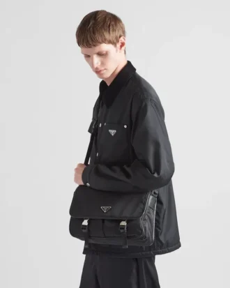 Bolso de hombro de Re-Nylon y piel Saffiano