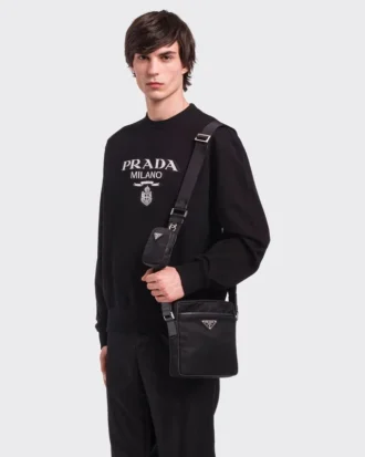 Bolso de hombro de Re-Nylon y piel Saffiano