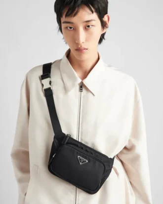 Bolso de hombro de Re-Nylon y piel Saffiano