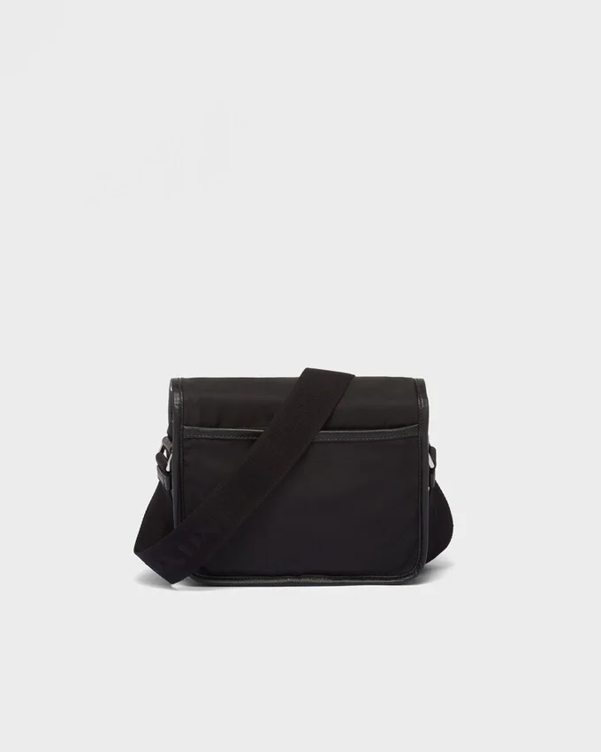 Bolso de hombro de Re-Nylon y piel Saffiano Bolso de hombro de Re-Nylon y piel Saffiano