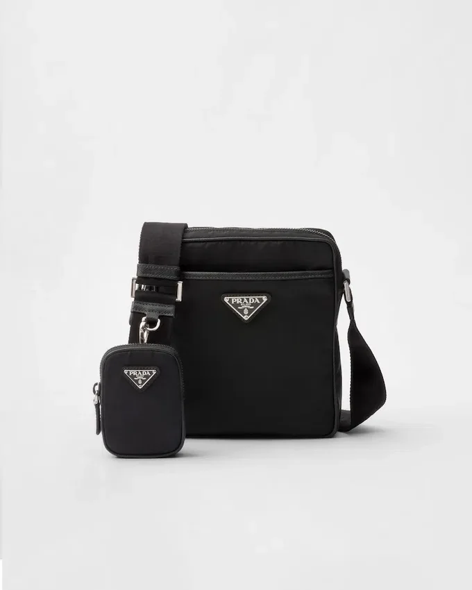 Bolso de hombro de Re-Nylon y Saffiano Bolso de hombro de Re-Nylon y Saffiano