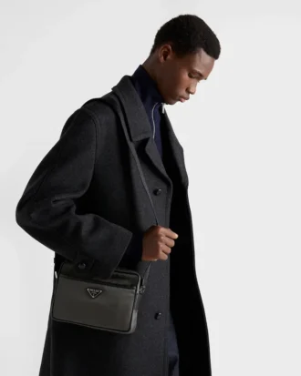 Bolso de hombro de Re-Nylon y Saffiano Bolso de hombro de Re-Nylon y Saffiano