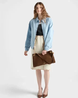 Bolso de hombro grande de ante Etude de Prada