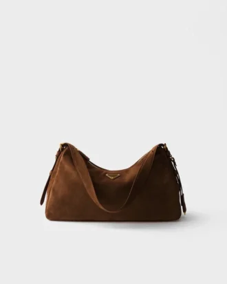 Bolso de hombro grande de ante Prada Aimae