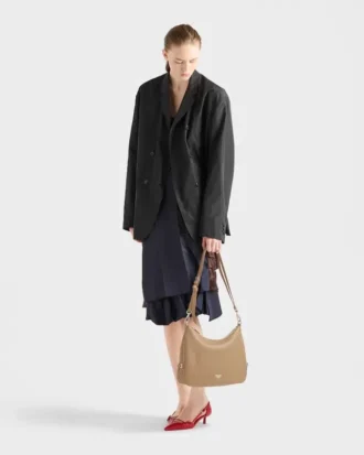Bolso de hombro grande de piel Prada Fold
