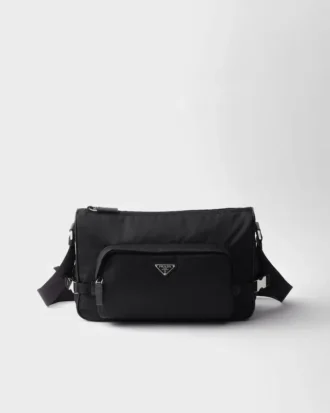 Bolso de hombro grande de Re-Nylon y piel Saffiano