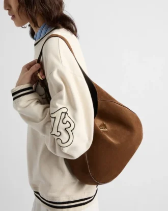 Bolso de hombro mediano de ante