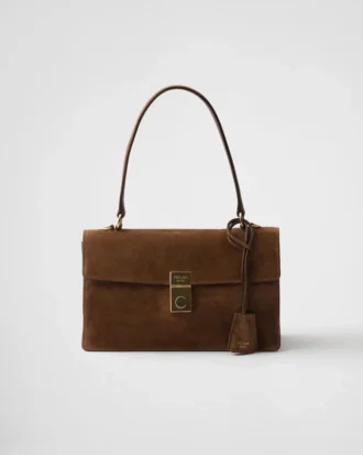 Bolso de hombro mediano de ante Prada Soft de Prada