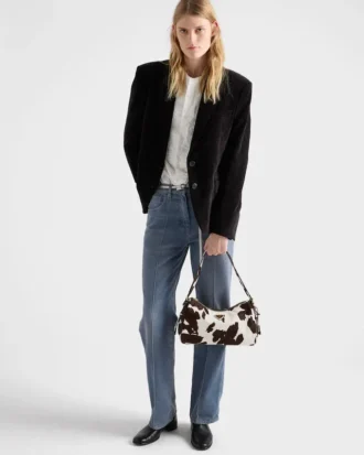 Bolso de hombro mediano de piel estampada Prada Aimae