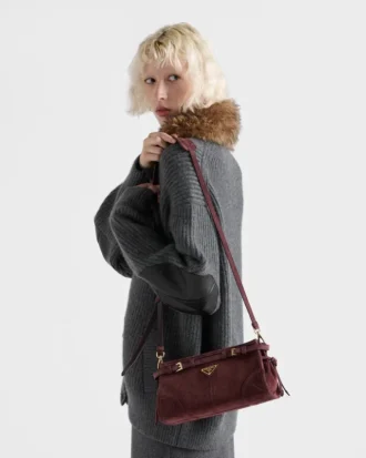 Bolso de hombro pequeño de ante Prada Bonnie