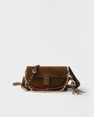 Bolso de hombro pequeño de ante Prada Soft de Prada Bolso de hombro pequeño de ante Prada Soft de Prada