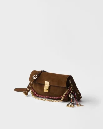 Bolso de hombro pequeño de ante Prada Soft de Prada Bolso de hombro pequeño de ante Prada Soft de Prada