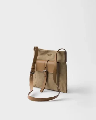 Bolso de hombro Prada Route de lona y piel Bolso de hombro Prada Route de lona y piel