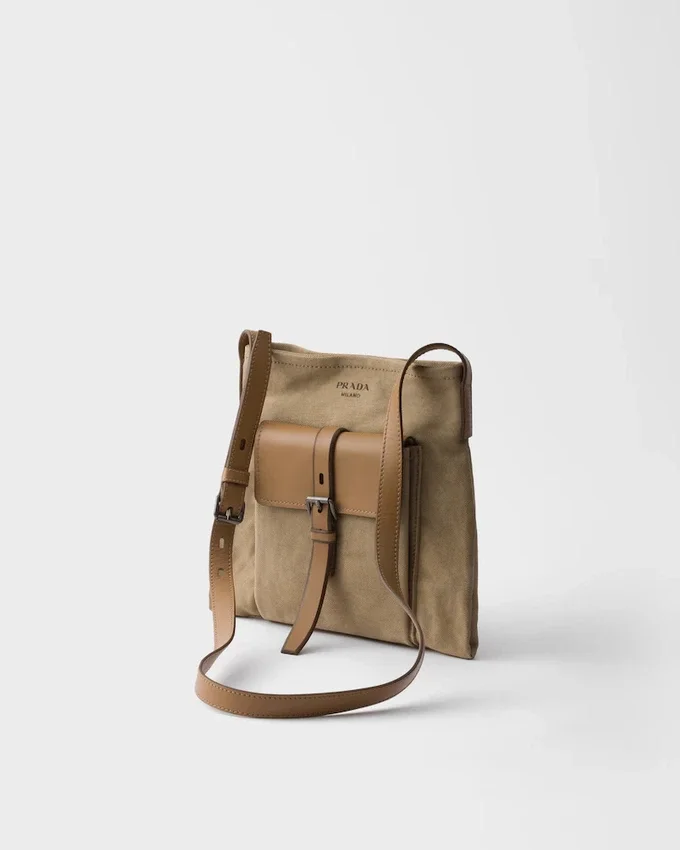 Bolso de hombro Prada Route de lona y piel Bolso de hombro Prada Route de lona y piel